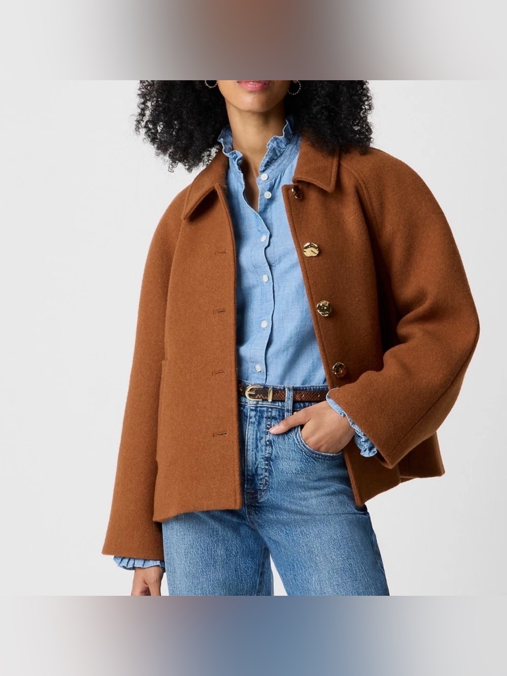 J.Crew Cropped wool-blend swing coat small NWT